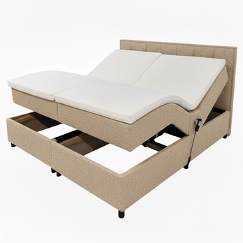 Polohovacia posteľ s matracom a topperom ROBIRAM béžová, 160x200 cm 2
