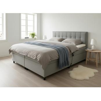 Polohovacia posteľ s matracom a topperom ROBIRAM svetlosivá, 180x200 cm 1