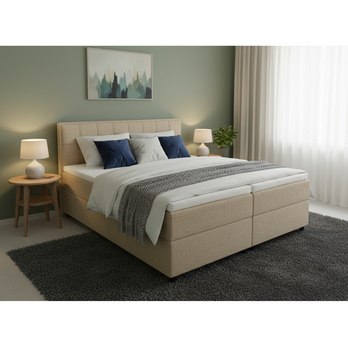 Polohovacia posteľ s matracom a topperom ROBIRAM béžová, 180x200 cm 1