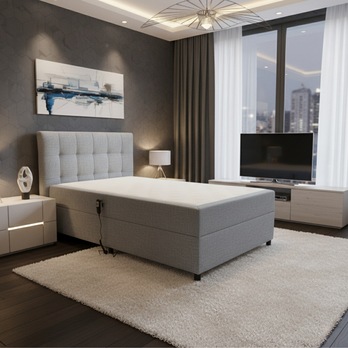 Polohovacia posteľ s matracom a topperom ROBIRAM svetlosivá, 120x200 cm 1
