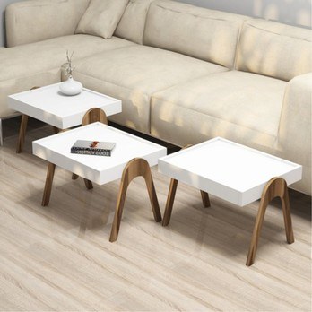 Prístavné stolíky ROMA biela/orech, 3 ks 1