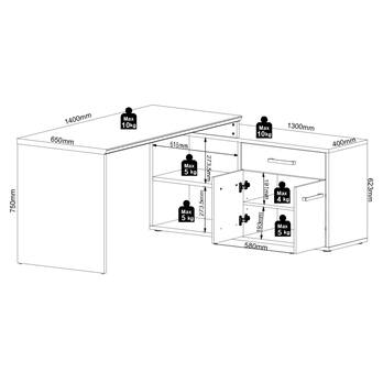 Písací stôl ROMANCE 39-015 smrekovec/dub sanremo, šírka 140 cm 4