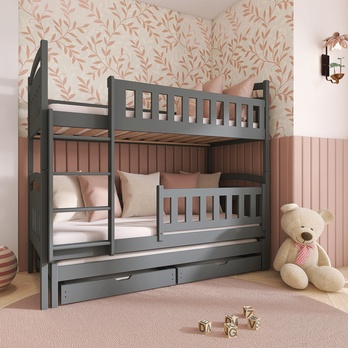 Poschodová posteľ ROMERIA grafitová, 80x180 cm 1