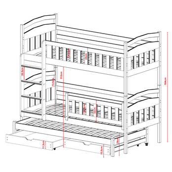 Poschodová posteľ ROMERIA biela, 80x190 cm 23