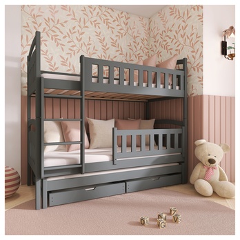 Poschodová posteľ ROMERIA grafitová, 80x190 cm 1