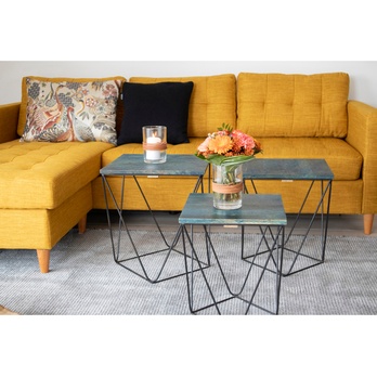 Sada 3 ks prístavných stolíkov RONCHA modrá 1