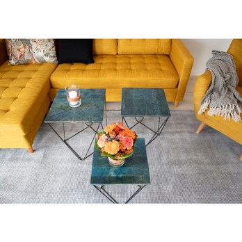 Sada 3 ks prístavných stolíkov RONCHA modrá 3