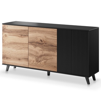 Komoda RONDUM dub wotan/čierna, šírka 160 cm 1