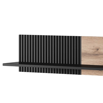 Nástenná polica RONDUM dub wotan/čierna, 180 cm 2