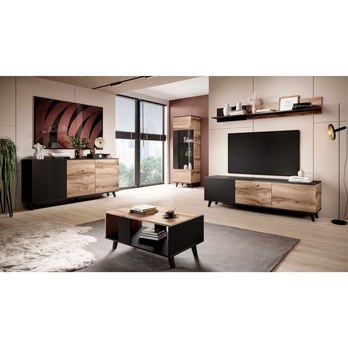 Vitrína RONDUM dub wotan/čierna 1