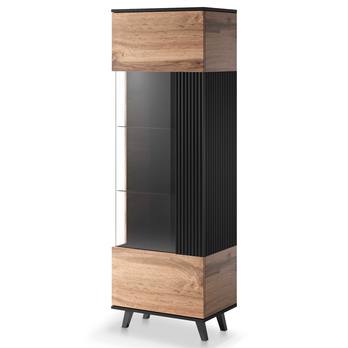 Vitrína RONDUM dub wotan/čierna 2