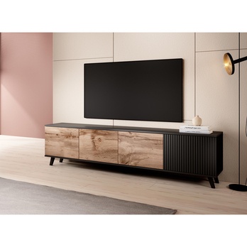 TV komoda RONDUM dub wotan/čierna, šírka 200 cm 1