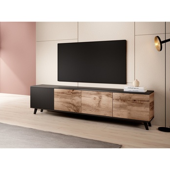 TV komoda RONDUM dub wotan/čierna, šírka 200 cm 10