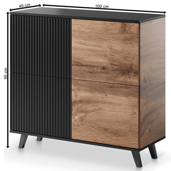 Komoda RONDUM dub wotan/čierna, šírka 100 cm 3