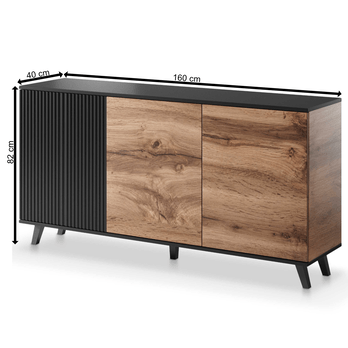 Komoda RONDUM dub wotan/čierna, šírka 160 cm 2