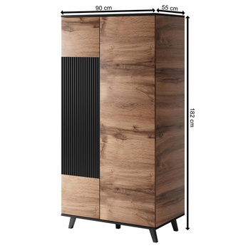 Šatníková skriňa RONDUM dub wotan/čierna 5