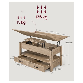 Konferenčný stolík ROOM svetlohnedá 3