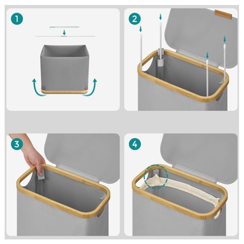 Kôš na bielizeň ROOTS 3 sivá/bambus 7