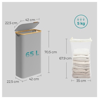 Kôš na bielizeň ROOTS 3 sivá/bambus 8