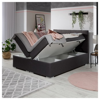 Posteľ s matracom a topperom ROSIE tmavosivá, 180x200 cm 2