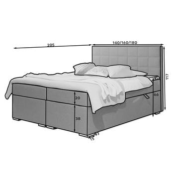 Posteľ s matracom a topperom ROSIE sivá, 180x200 cm 3