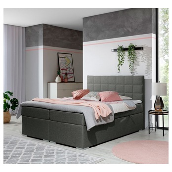 Posteľ s matracom a topperom ROSIE sivá, 180x200 cm 1