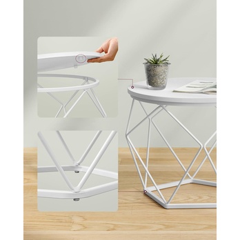 Sada 2 ks prístavných stolíkov ROUND biela 4