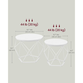 Sada 2 ks prístavných stolíkov ROUND biela 5