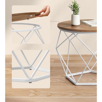 Sada 2 ks prístavných stolíkov ROUND biela/hnedá 4