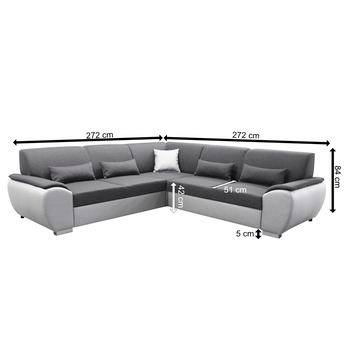 Sedacia súprava ROYAL ľavá, tmavosivá/biela 5