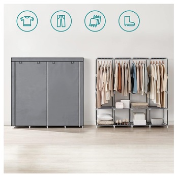 Látková šatníková skriňa RYG 3 sivá 2