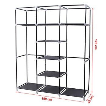 Látková šatníková skriňa RYG12 čierna 21