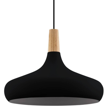 Závesné svietidlo SABINAR čierny kov/svetlé drevo, priemer 40 cm 2