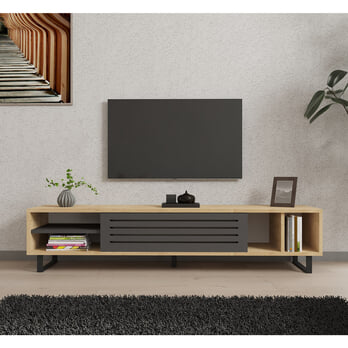 TV komoda SAFIR borovica/antracitová 1
