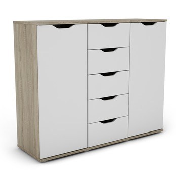 Komoda SAGA 5 dub sonoma/biela 1