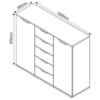 Komoda SAGA 5 dub sonoma/biela 2