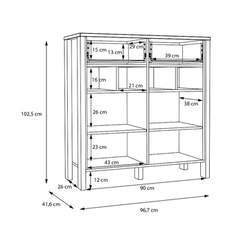 Komoda SAITAMA I dub mauvella/sivá 5