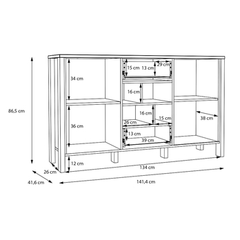 Komoda SAITAMA II dub mauvella/sivá 5