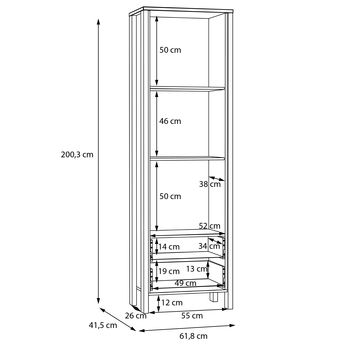 Vitrína SAITAMA L/R dub mauvella/sivá 3