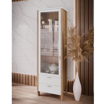 Vitrína SAITAMA L/R dub mauvella/sivá 1