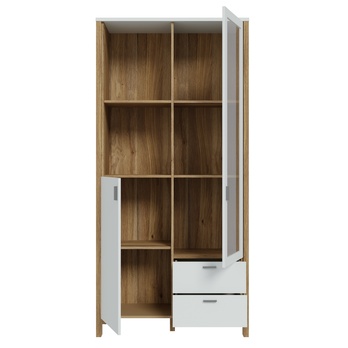 Vitrína SAITAMA R dub mauvella/sivá 2