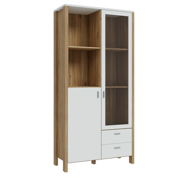 Vitrína SAITAMA R dub mauvella/sivá 3