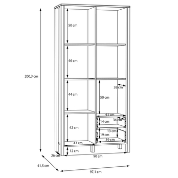 Vitrína SAITAMA R dub mauvella/sivá 4