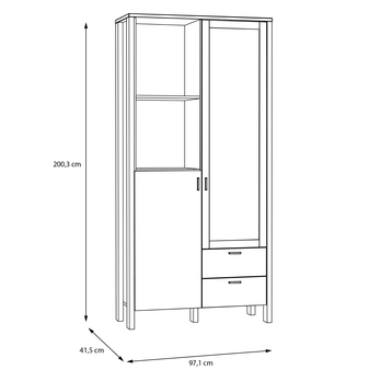 Vitrína SAITAMA R dub mauvella/sivá 5