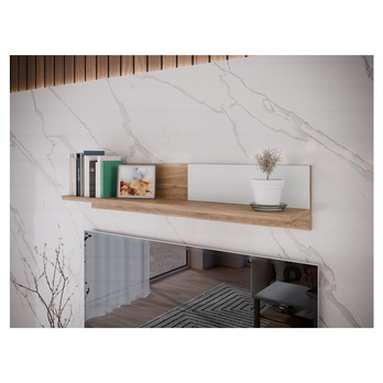 Nástenná polica SAITAMA dub mauvella/sivá 1