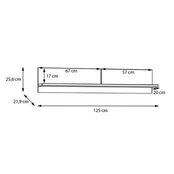 Nástenná polica SAITAMA dub mauvella/sivá 3