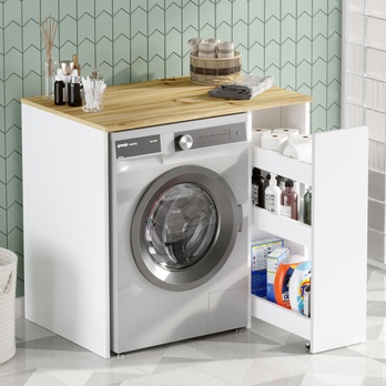 Skrinka nad práčku SAL II biela/orech 1