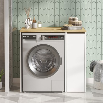 Skrinka nad práčku SAL II biela/orech 2