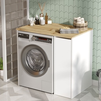 Skrinka nad práčku SAL II biela/orech 3