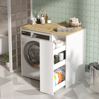 Skrinka nad práčku SAL II biela/orech 4